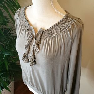 Ella Moss Grey Ruffled Blouse - Anthropologie
